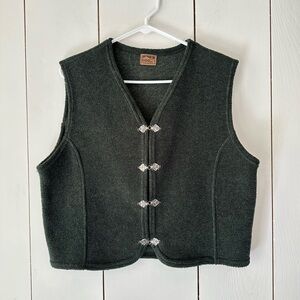 VTG 90s Summit Dog Norwegian Vest Wool Blend L Forest Green Ren Fest